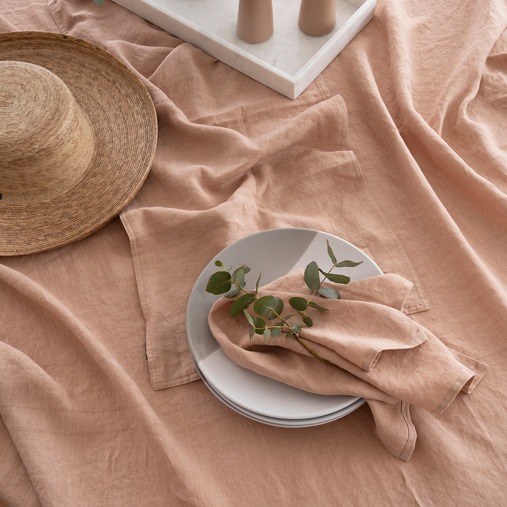French Linen Table Runner | Pebble